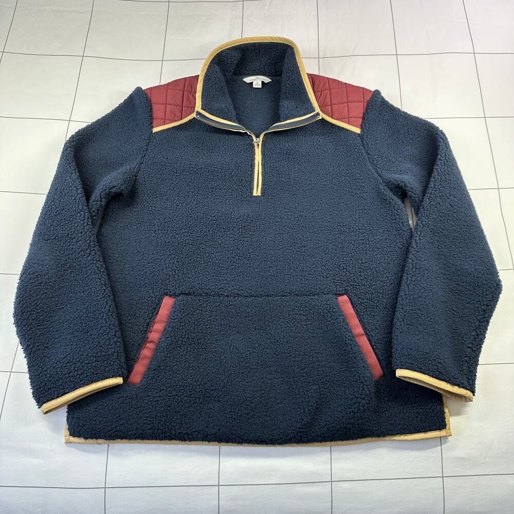 L.L.Bean Sweatshirt Women Small Blue Marine 1912 Heritage Fleece 1/4 Zip Pockets